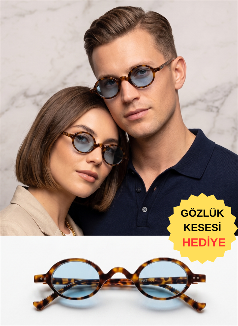 Royal Eyewear RE012 Leopar Mavi Güneş Gözlüğü