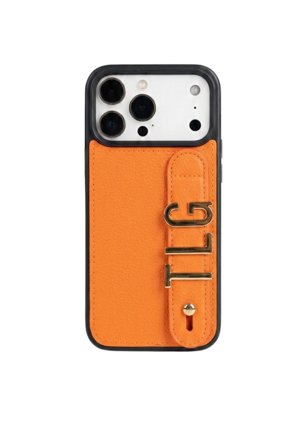 Harfli 17 Pro Max Turuncu Deri Kılıf