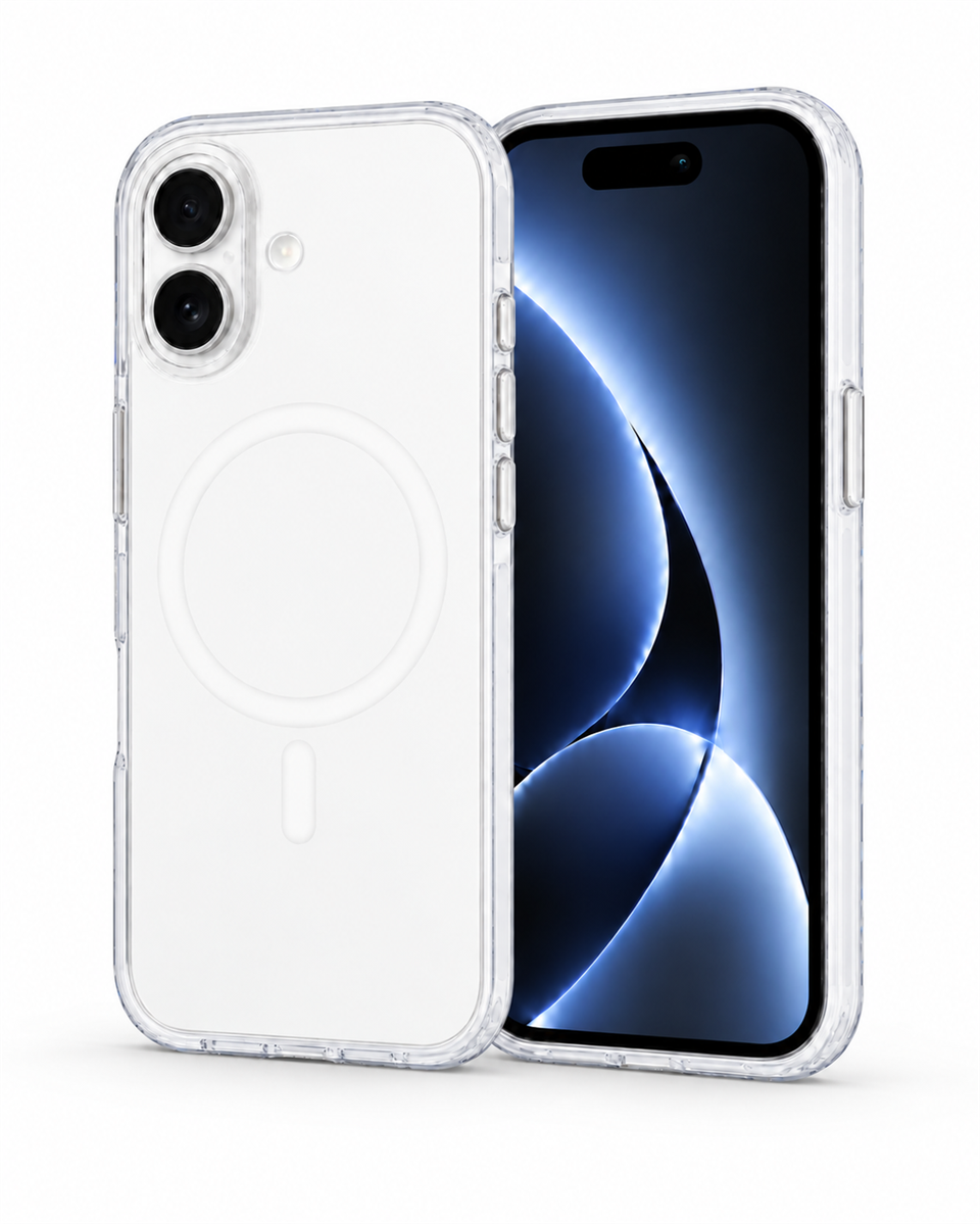 Noble Iphone 16 Kılıf Manyetik Özellikli Şeffaf Sert Pc Embos Kapak 