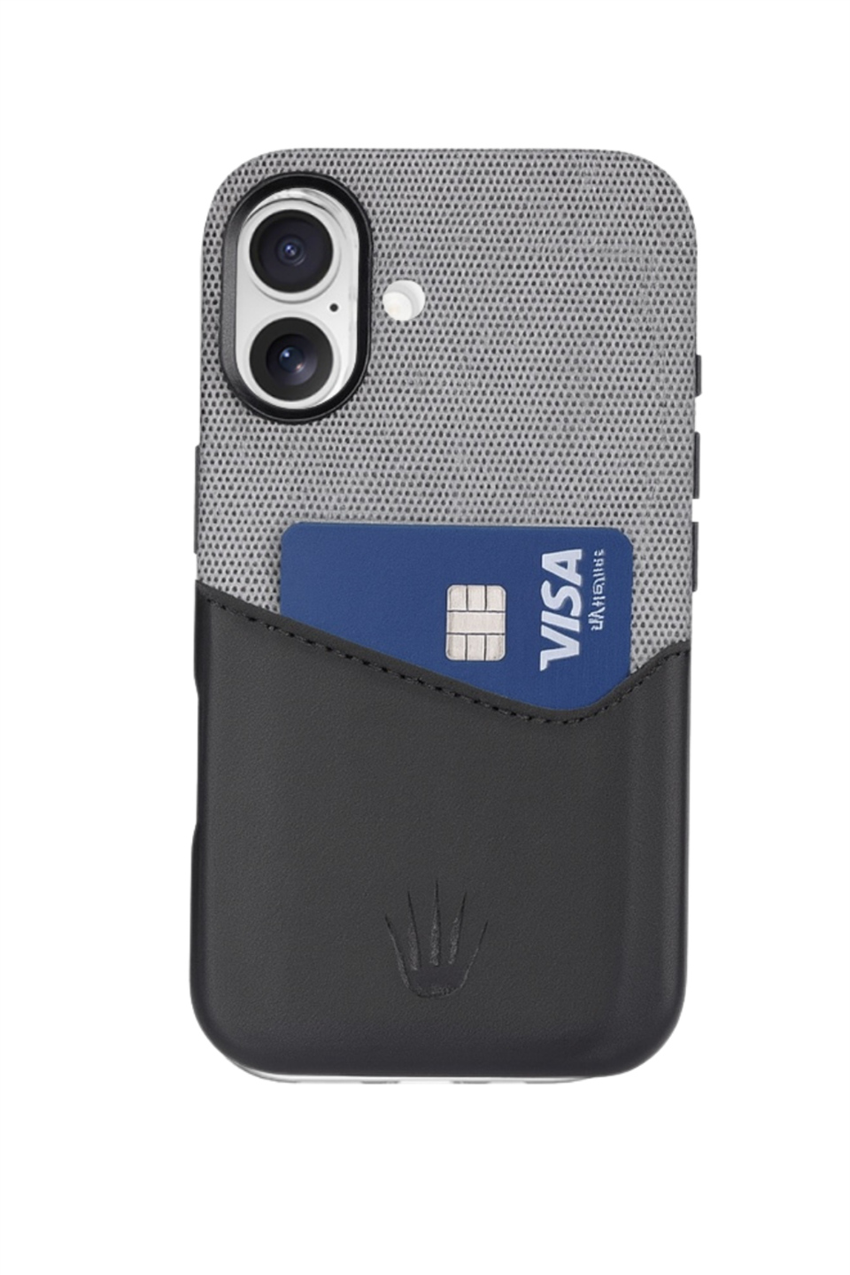 Nova Iphone 16 Deri Kartlıklı Telefon Kılıfı Siyah-Gri 