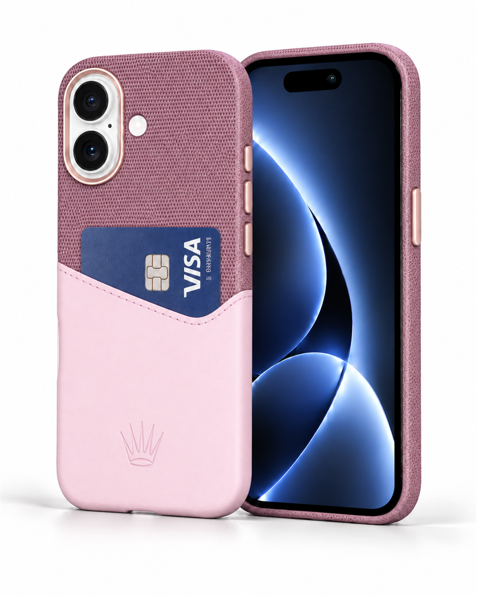 Nova Iphone 16 Deri Kartlıklı Telefon Kılıfı Pembe 