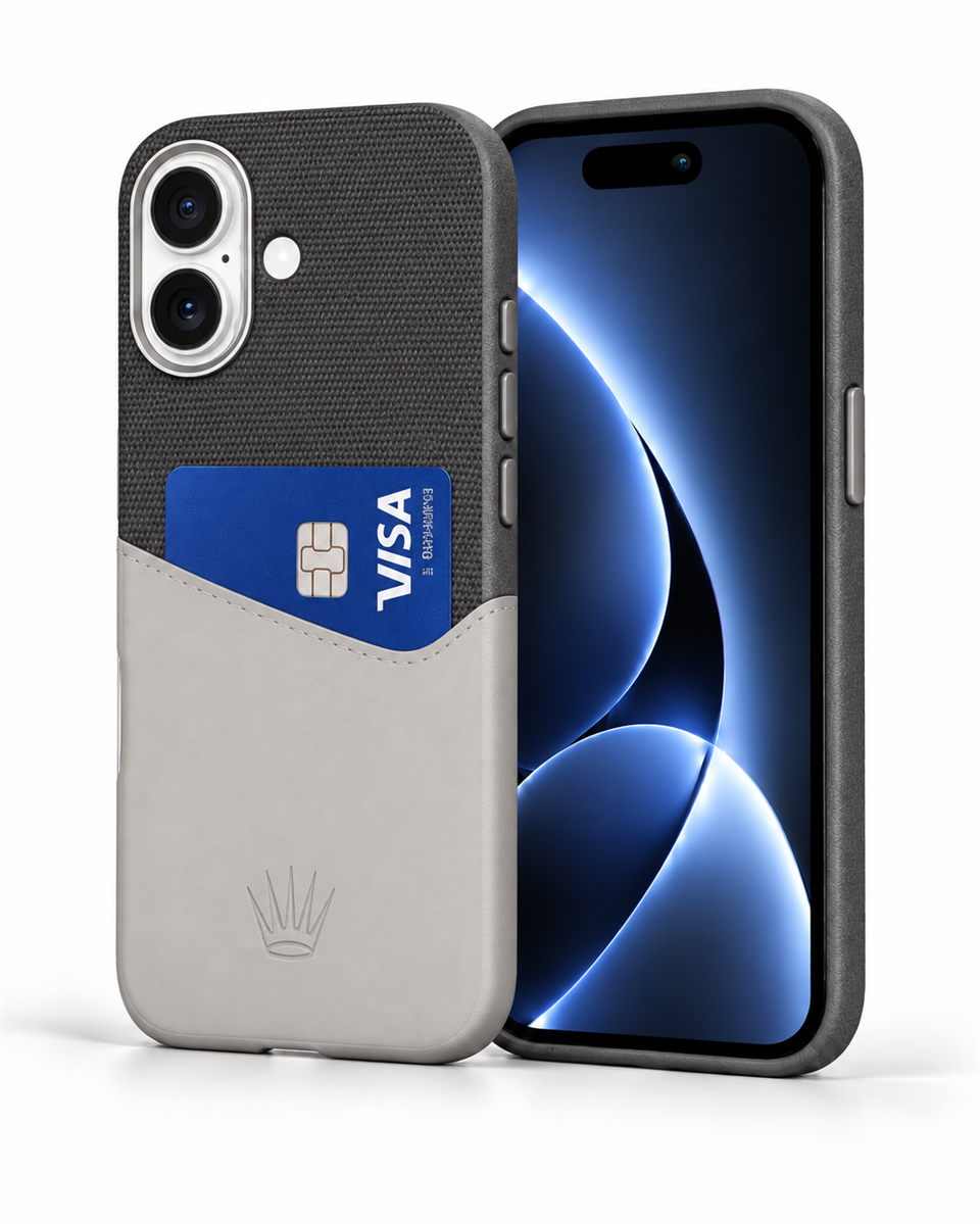 Nova Iphone 16 Deri Kartlıklı Telefon Kılıfı Gri 
