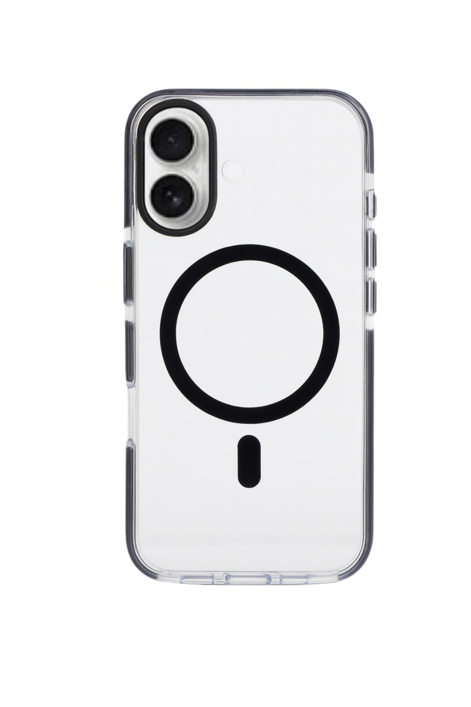 Onyx  Iphone 16 Siyah Kılıf Manyetik Özellikli Şeffaf Sert Pc Embos Kılıf+Kamera Koruyucu