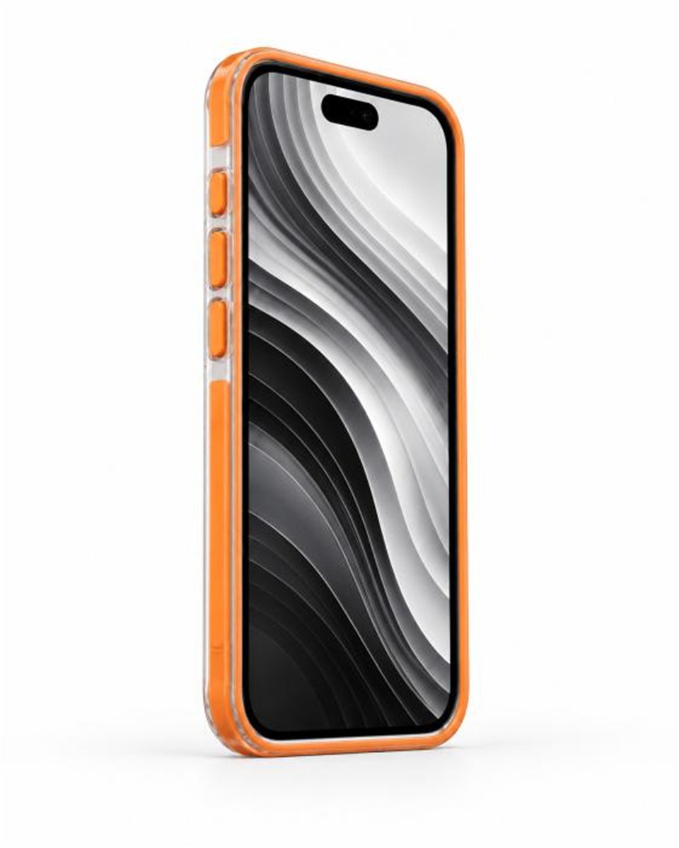 Onyx  Iphone 16 Turuncu Kılıf Magsafe Özellikli Şeffaf Sert Pc Embos Kılıf+Kamera Koruyucu