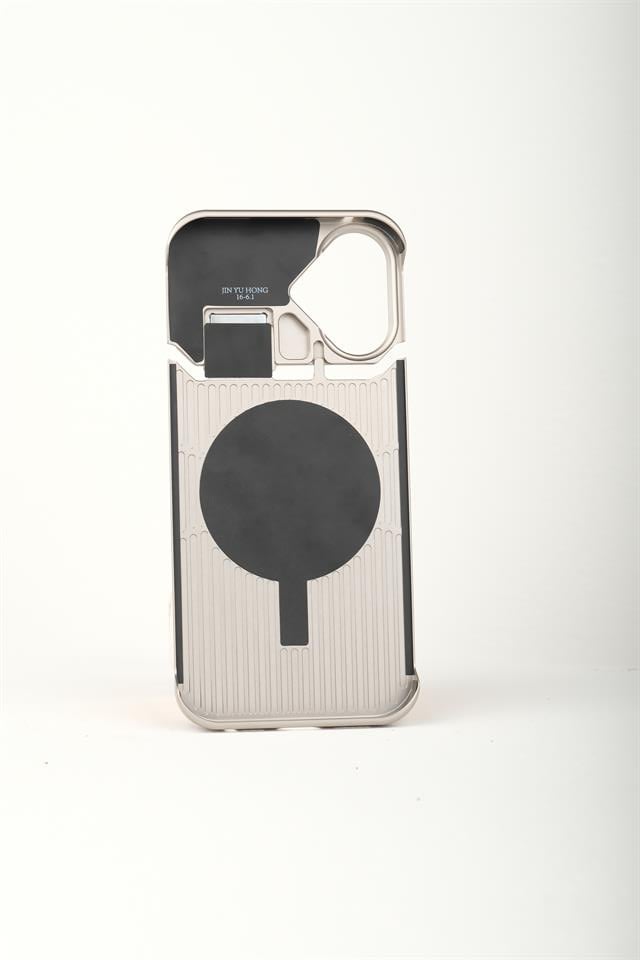 Therock iPhone 16 Siyah Manyetik Özellikli Alüminyum Alaşımlı Hakiki Deri,Kokulu Metal Kızaklı Telefon Kılıfı