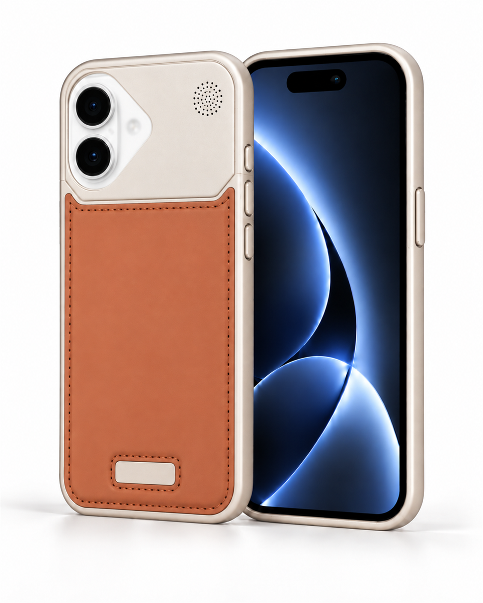 Therock iPhone 16 Taba Manyetik Özellikli Alüminyum Alaşımlı Hakiki Deri,Kokulu Metal Kızaklı Telefon Kılıfı