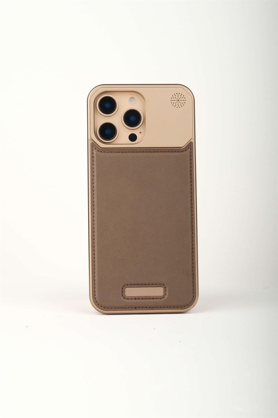 Therock 16 Pro Rose Yeşil Manyetik Özellikli Alüminyum Alaşımlı Hakiki Deri,Kokulu Metal Kızaklı Telefon Kılıfı