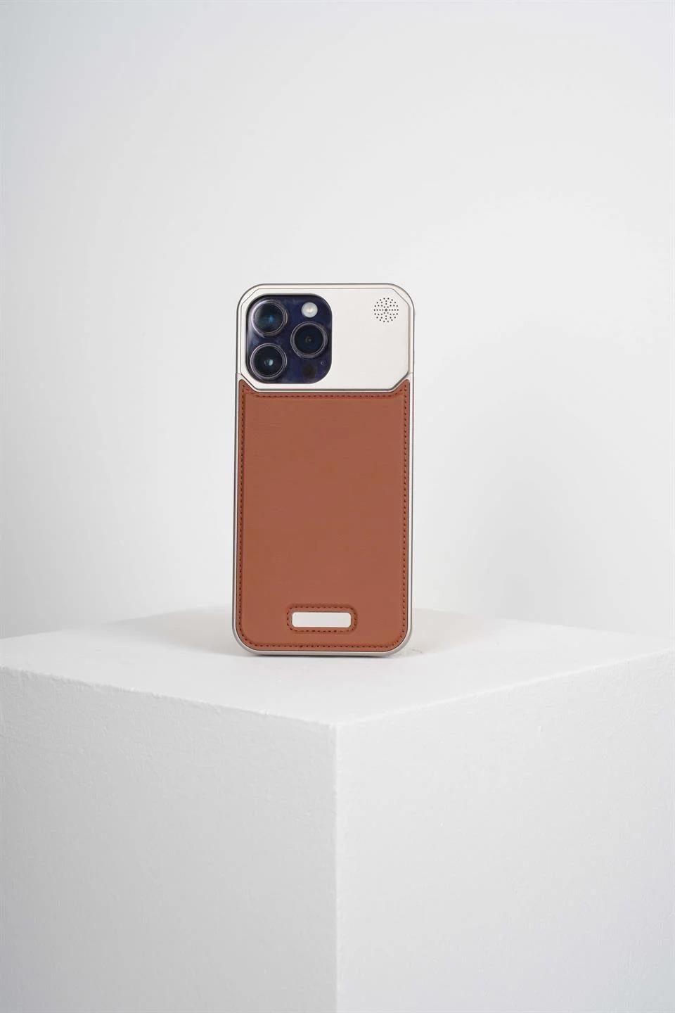 Therock 16 Pro Taba Manyetik Özellikli Alüminyum Alaşımlı Hakiki Deri,Kokulu Metal Kızaklı Telefon Kılıfı