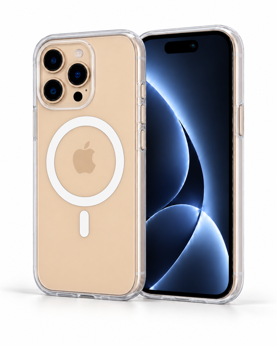 Onyx  Iphone 16 Pro Beyaz Kılıf Manyetik Özellikli Şeffaf Sert Pc Embos Kılıf+Kamera Koruyucu