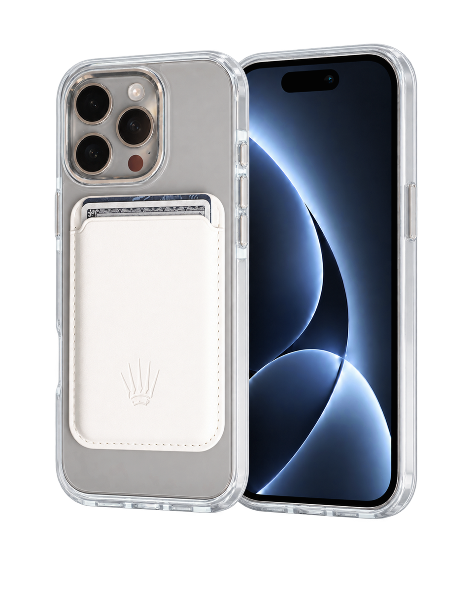 Silicone case  Iphone 16 Pro Max Beyaz Kılıf Manyetik Özellikli Şeffaf Sert Pc Embos Kılıf+Kamera Koruyucu+Kartlık