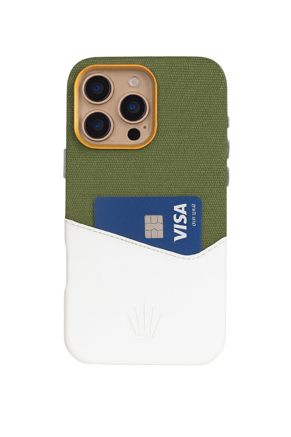 Nova Iphone 16 Pro Deri Kartlıklı Telefon Kılıfı Yeşil-Beyaz 