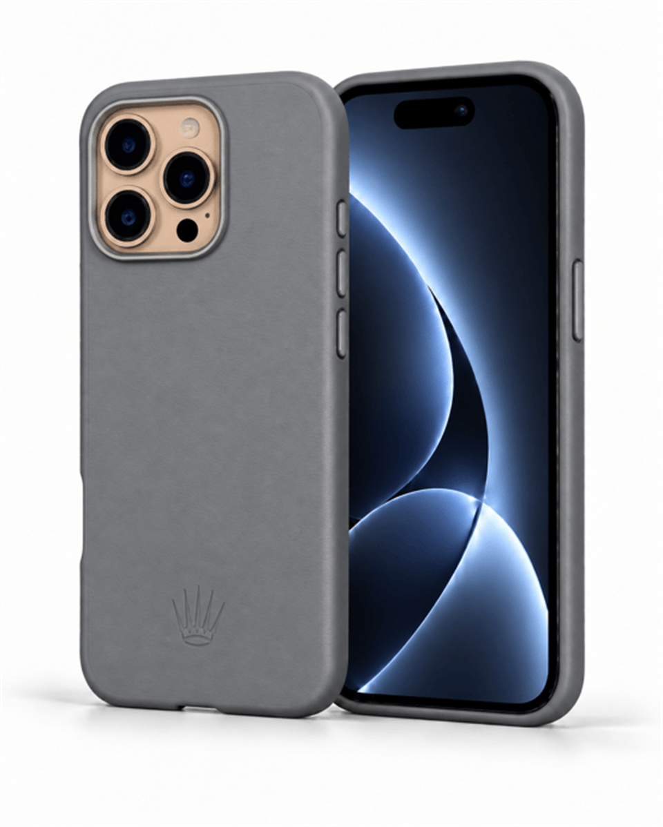 Luxe Iphone 16 Pro Gri Kılıf Magsafe Özellikli Deri Kılıf