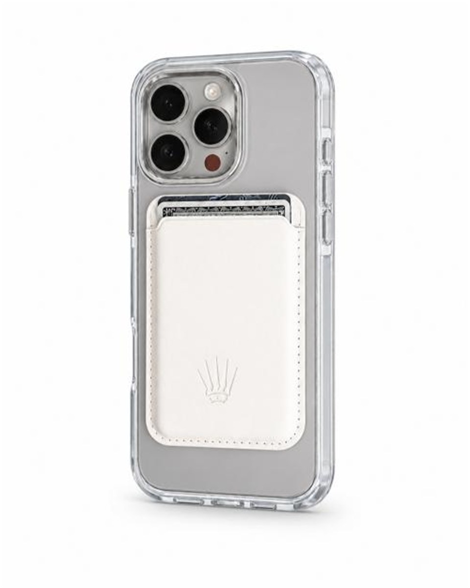 Silicone case  Iphone 16 Pro Beyaz Kılıf Magsafe Özellikli Şeffaf Sert Pc Embos Kılıf+Kamera Koruyucu+Kartlık