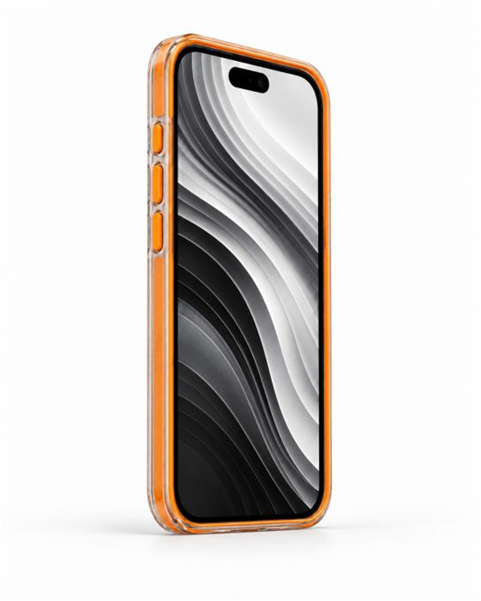 Onyx  Iphone 16 Pro Turuncu Kılıf Magsafe Özellikli Şeffaf Sert Pc Embos Kılıf+Kamera Koruyucu