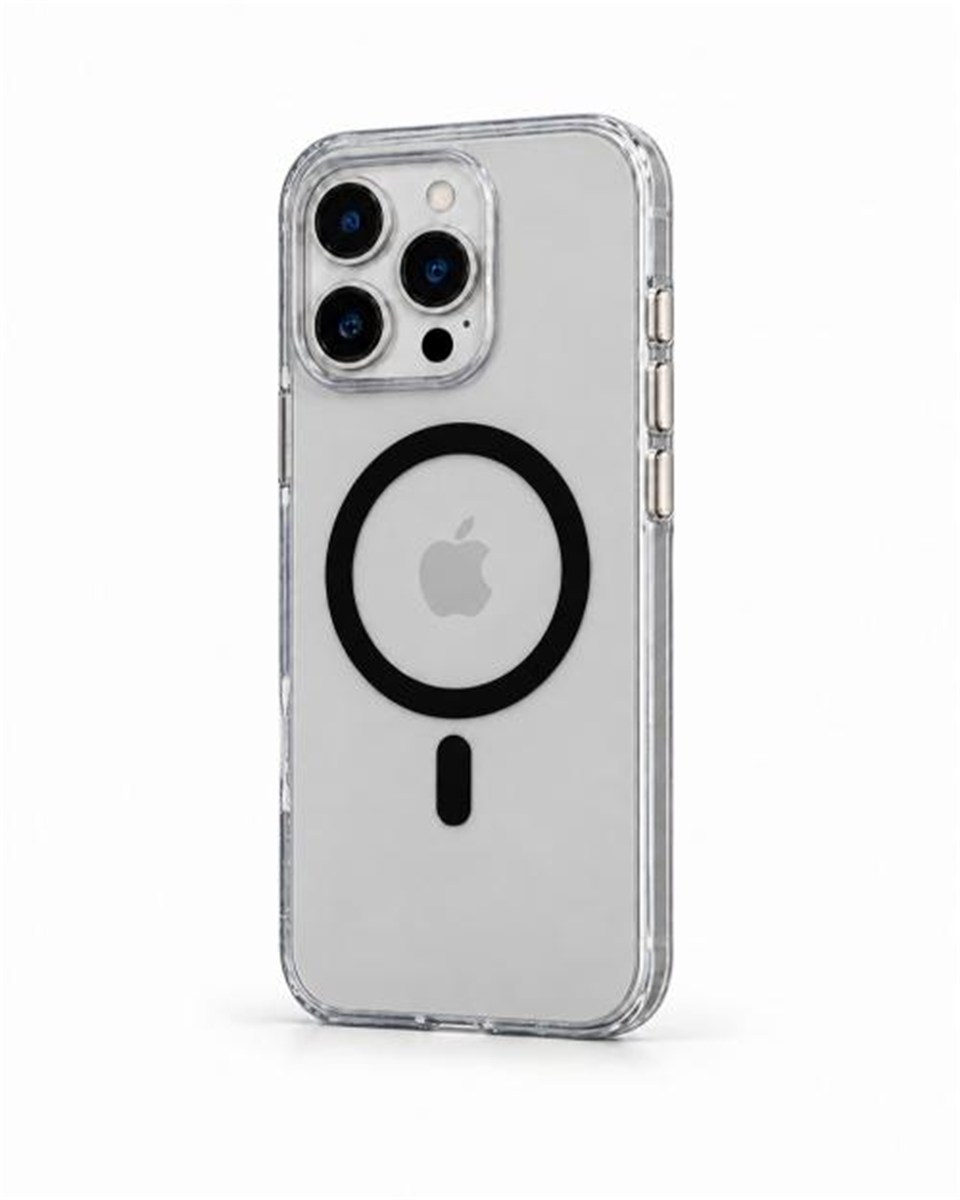 Onyx  Iphone 16 Pro Siyah Kılıf Magsafe Özellikli Şeffaf Sert Pc Embos Kılıf+Kamera Koruyucu