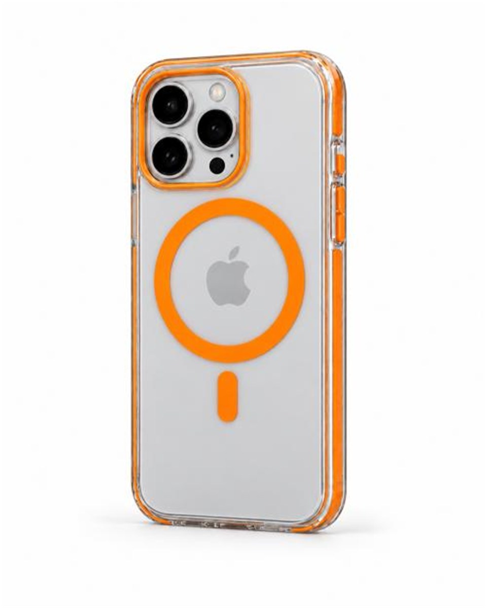 Onyx  Iphone 16 Pro Turuncu Kılıf Magsafe Özellikli Şeffaf Sert Pc Embos Kılıf+Kamera Koruyucu