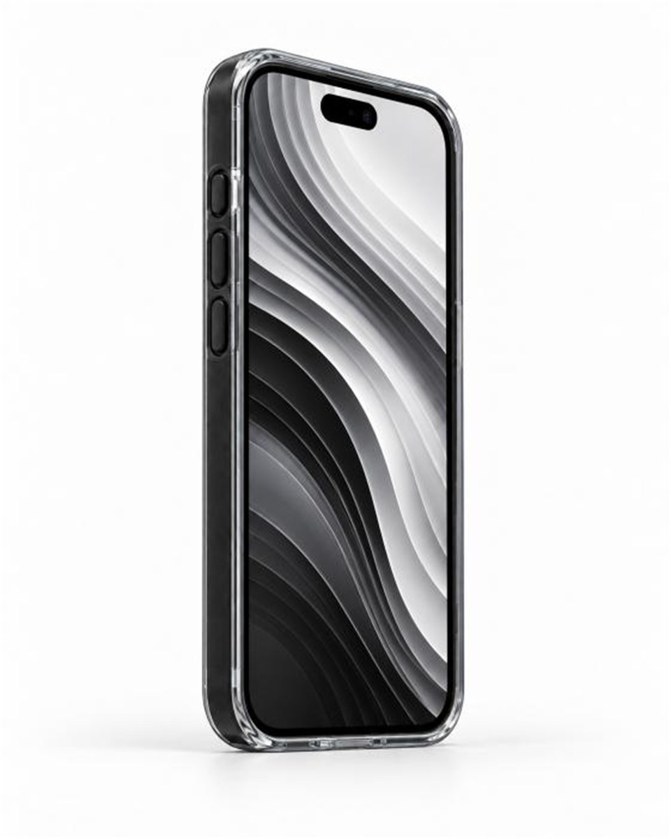 Silicone case Iphone 16 Pro Max Siyah Kılıf Manyetik Özellikli Şeffaf Sert Pc Embos Kılıf+Kamera Koruyucu+Kartlık