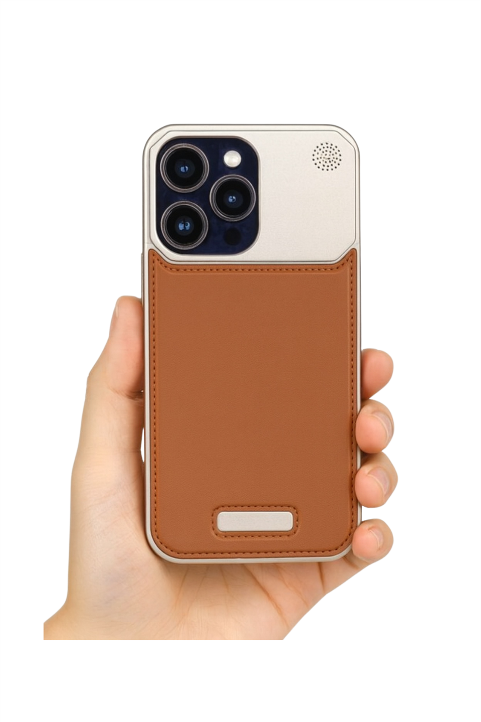 Therock 16 Pro Taba Manyetik Özellikli Alüminyum Alaşımlı Hakiki Deri,Kokulu Metal Kızaklı Telefon Kılıfı