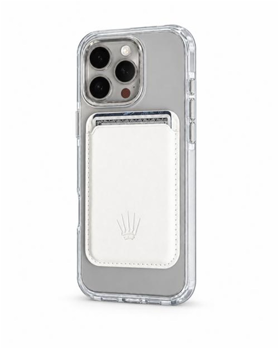 Silicone case  Iphone 16 Pro Max Beyaz Kılıf Manyetik Özellikli Şeffaf Sert Pc Embos Kılıf+Kamera Koruyucu+Kartlık