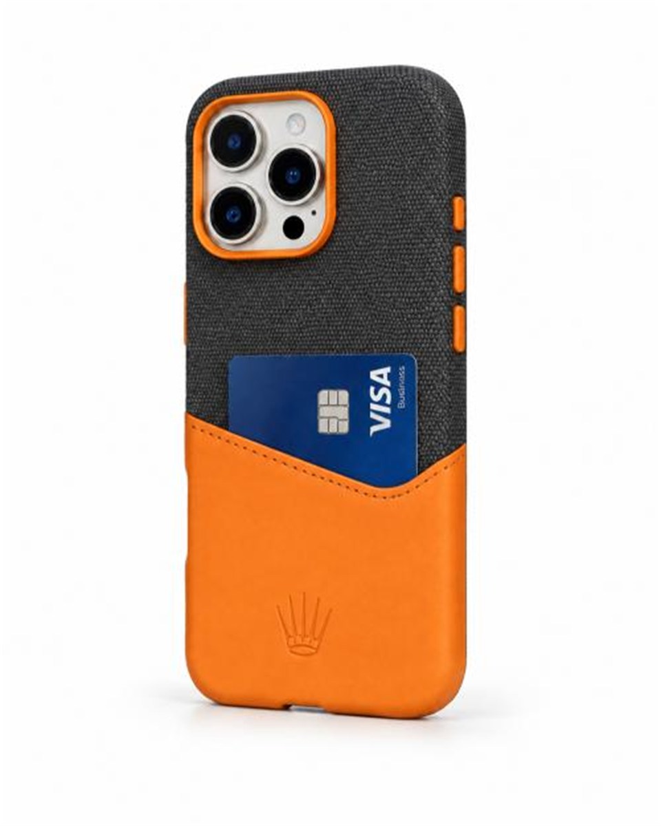 Nova Iphone 16 Pro Deri Kartlıklı Telefon Kılıfı Gri Şık ve Koruyucu
