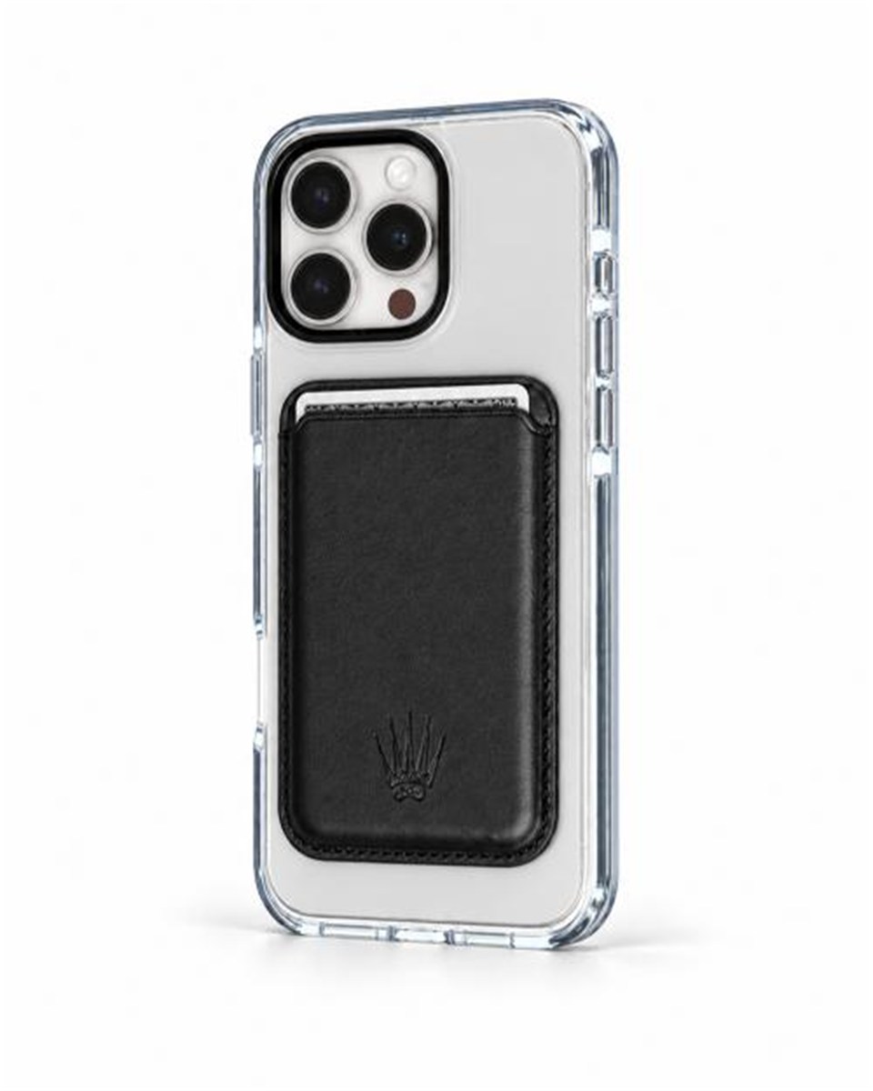 Silicone case Iphone 16 Pro Max Siyah Kılıf Manyetik Özellikli Şeffaf Sert Pc Embos Kılıf+Kamera Koruyucu+Kartlık