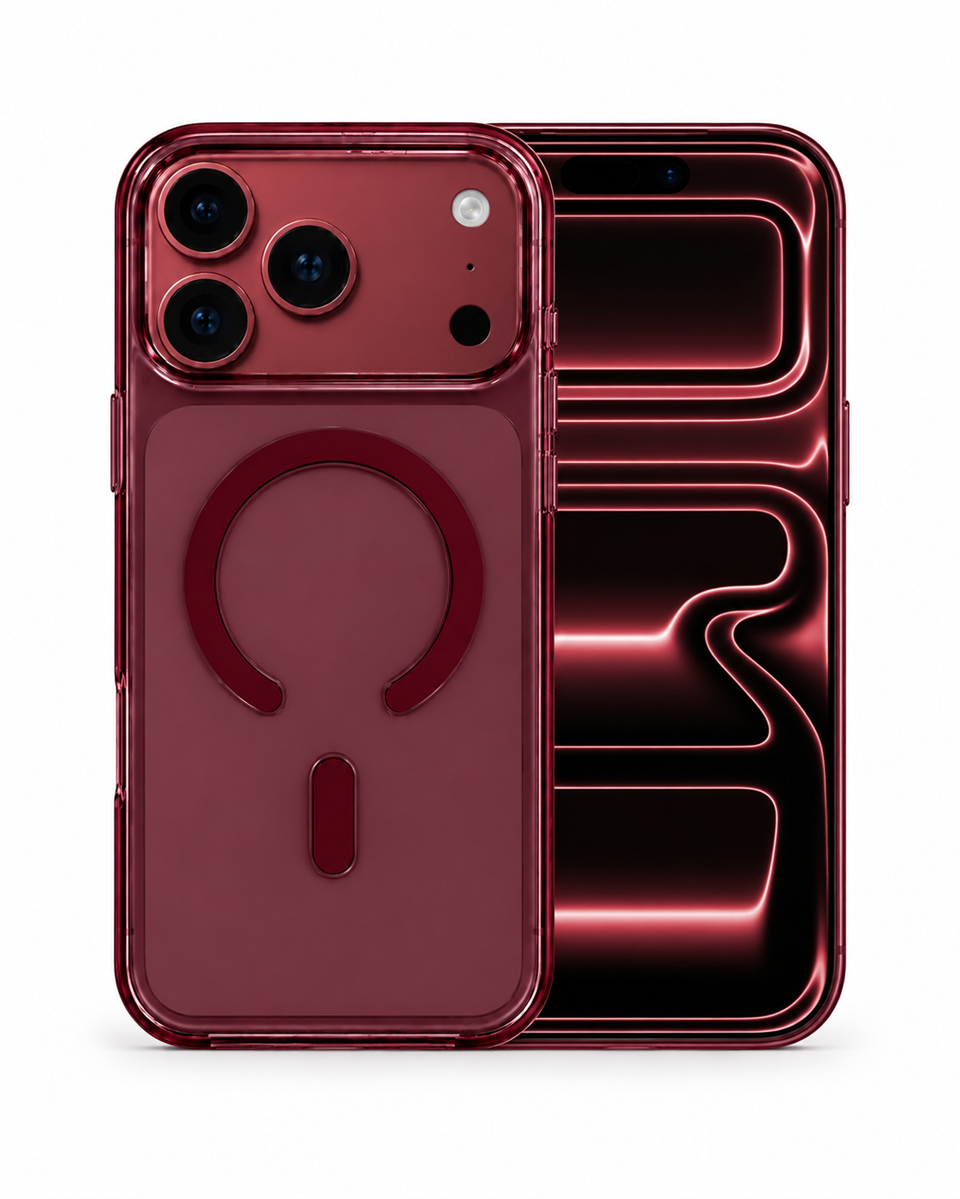 ClearCase Bordo iPhone 18 Pro Max Manyetik Şeffaf Kılıf