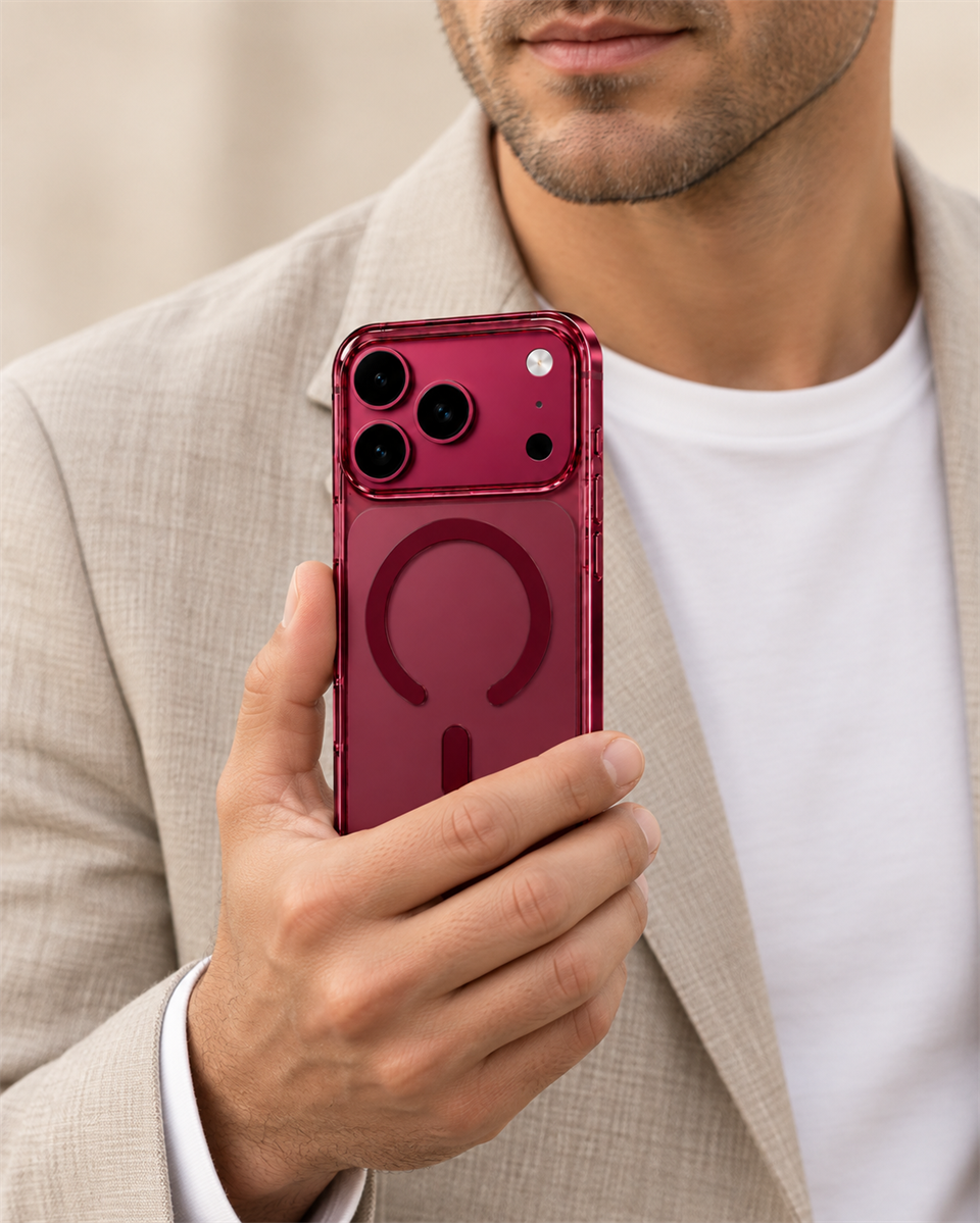 ClearCase Bordo iPhone 18 Pro Max Manyetik Şeffaf Kılıf