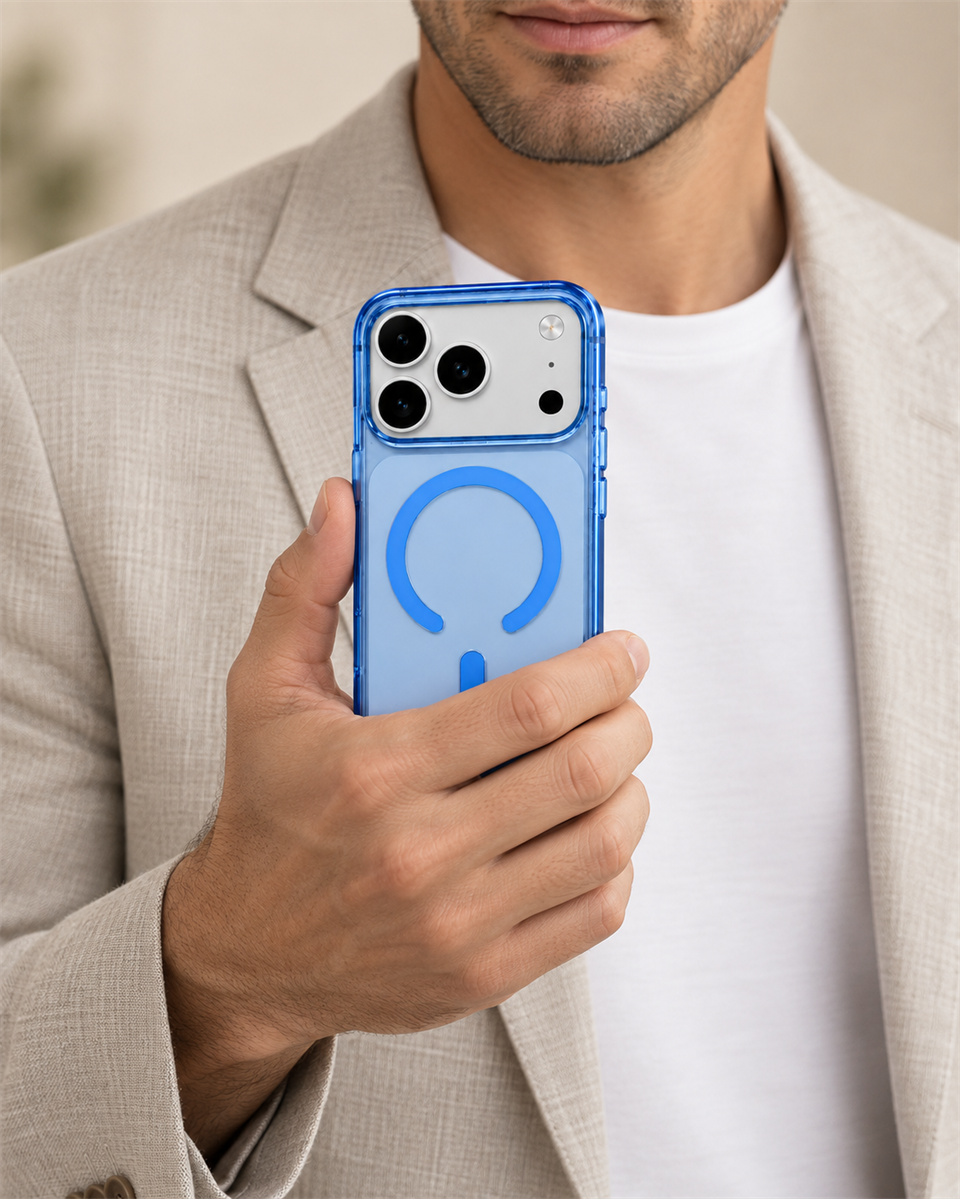 ClearCase Blue iPhone 18 Pro Manyetik Şeffaf Kılıf