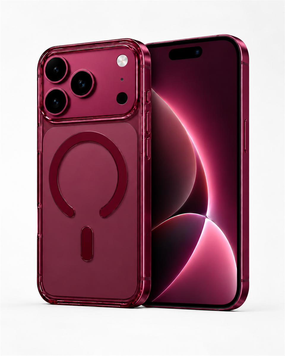 ClearCase Bordo iPhone 18 Pro Max Manyetik Şeffaf Kılıf