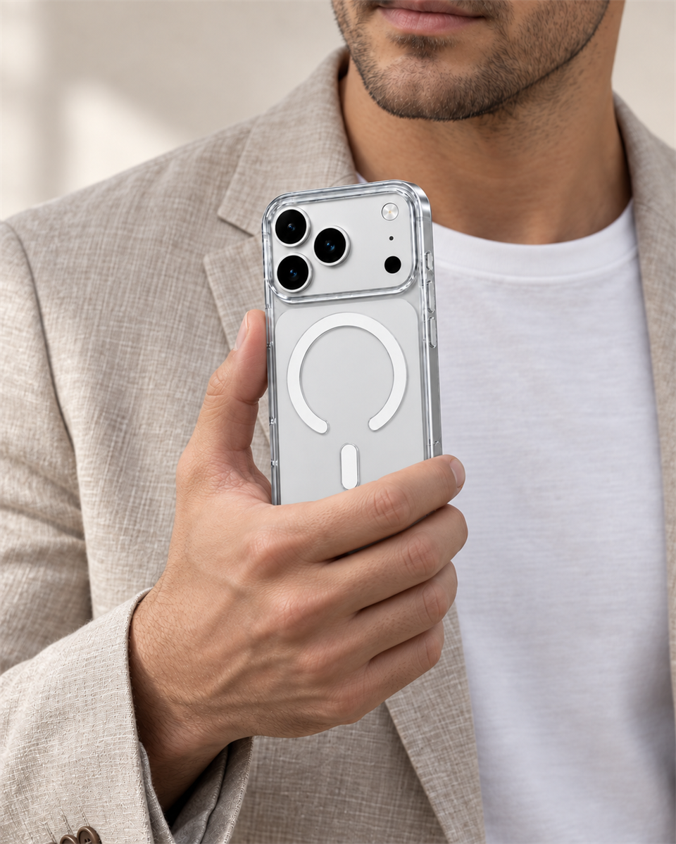 ClearCase White iPhone 18 Pro Manyetik Şeffaf Kılıf