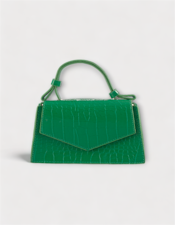 Yeşil Kadın Kroko Desenli Mini El ve Çapraz Askılı Çanta ALESSİA