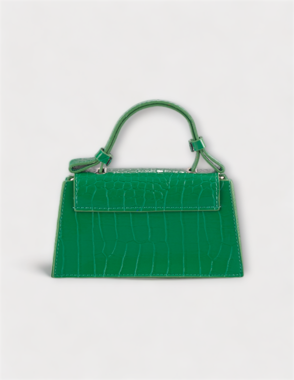 Yeşil Kadın Kroko Desenli Mini El ve Çapraz Askılı Çanta ALESSİA