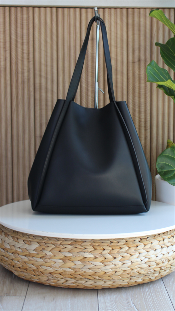 Kadın Siyah 2li Büyük Boy Yavrulu Omuz Çantası ELENA