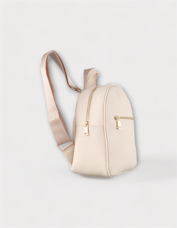 Kadın Sırt Çantası Krem Deri Sırt Çantası Martina