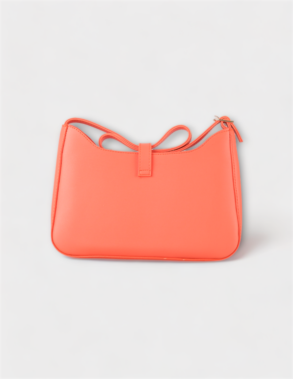 Turuncu Tek Askılı Gold Kilit Detaylı Deri Omuz Çantası Vanessa