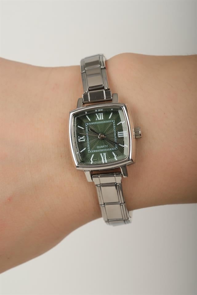 Diora Silver Yeşil Kadın Vintage Çelik Kol Saati
