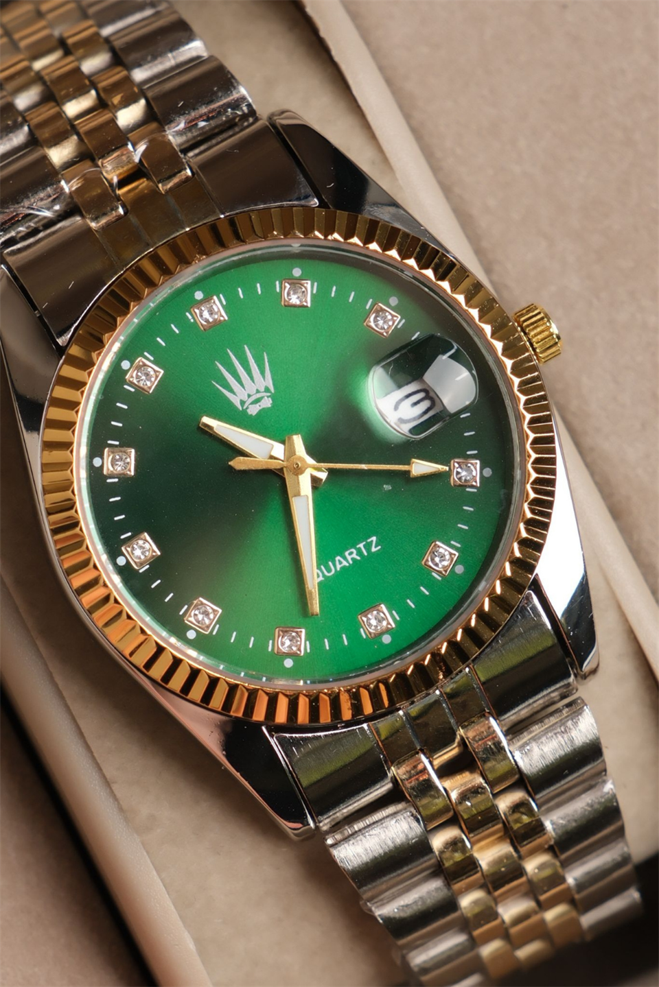 Elyra Silver Gold Green Kadın Çelik Kol Saati   