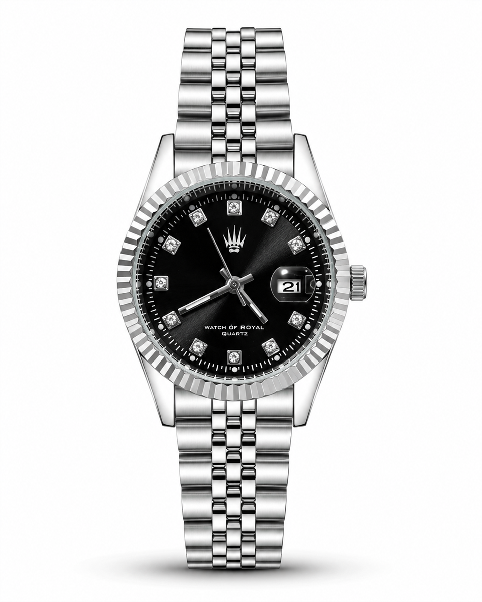 Pearl Luxe Silver Black Kadın Çelik Kol Saati   