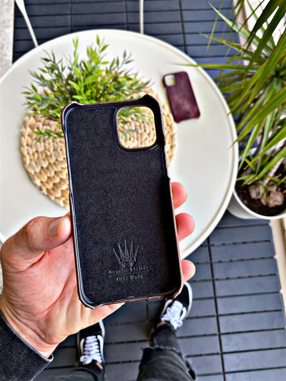 Hakiki Deri iPhone 12 Mini Kahverengi Kılıf Kadife İç Yüzey, Manyetik Özellikli