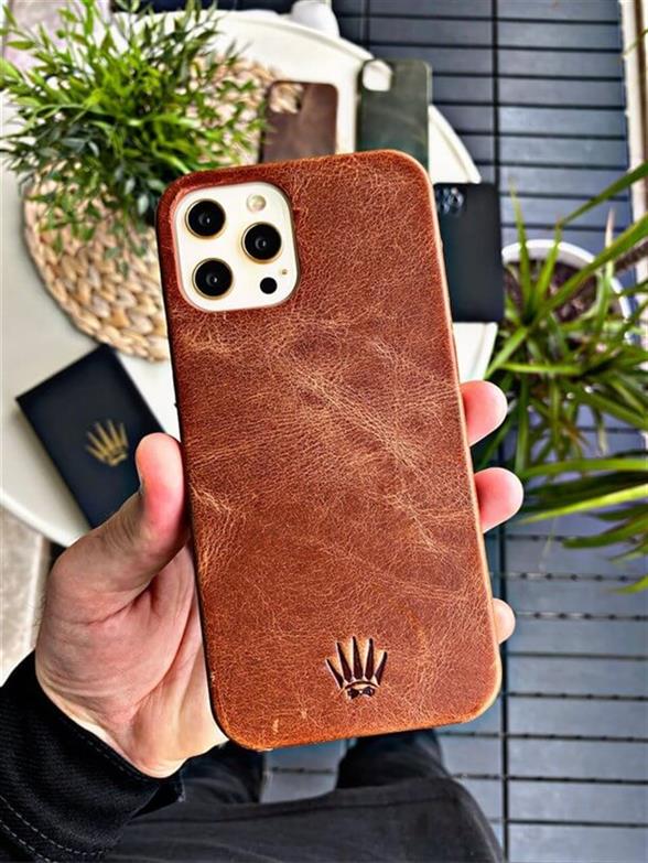 Hakiki Deri iPhone 12 Mini Tıguan Taba Kılıf Kadife İç Yüzey, MagSafe Özellikli