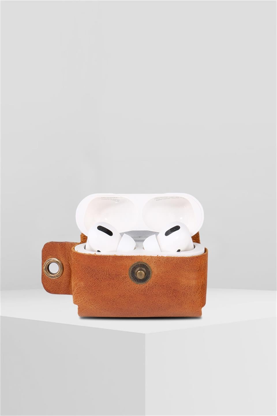 Apple Airpods Pro Hakiki Deri Kılıf+Anahtarlık efekt Sarı