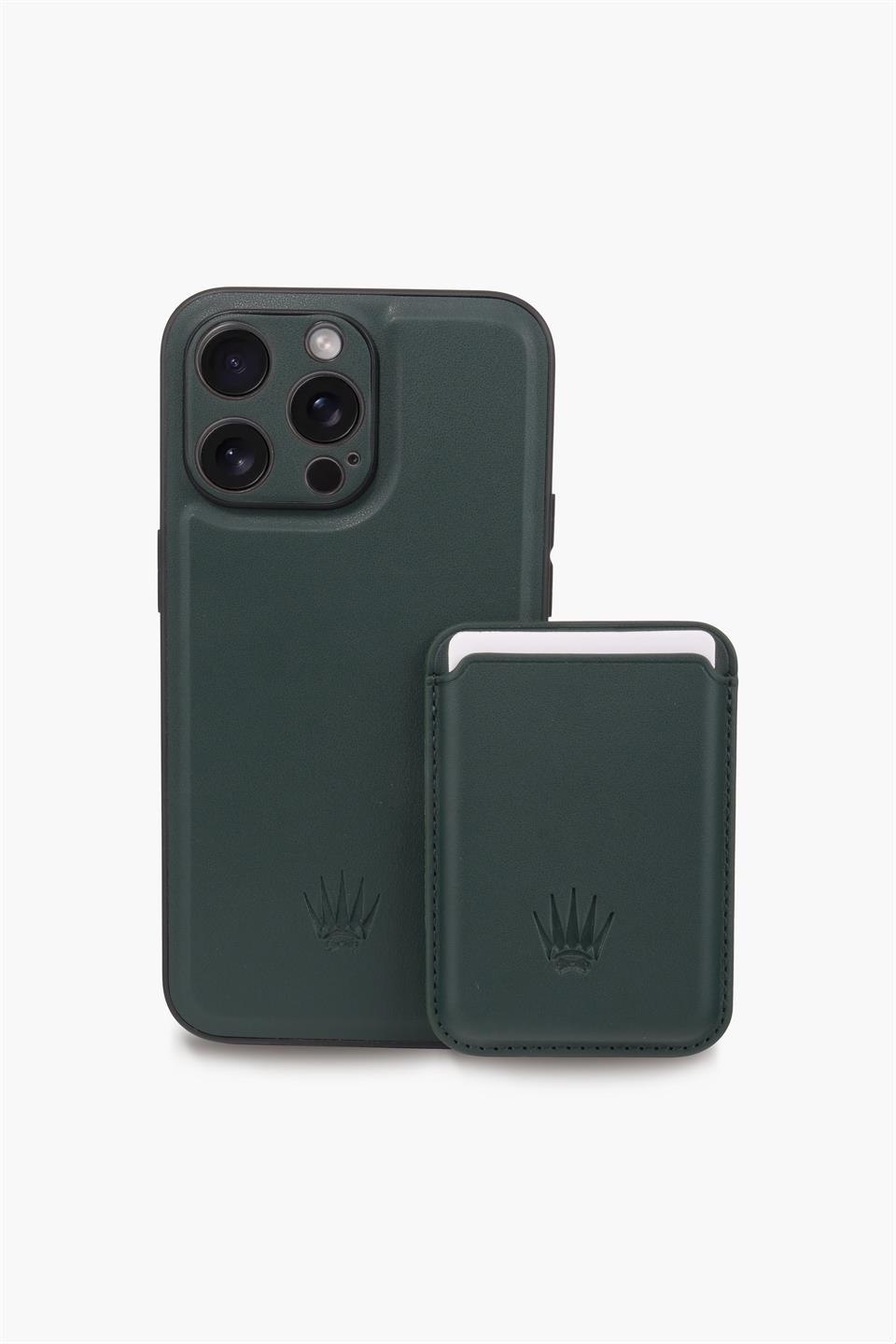 IPHONE 15 PRO MAX YEŞİL Manyetik ÖZELLİKLİ DERİ TELEFON KILIFI & KARTLIK