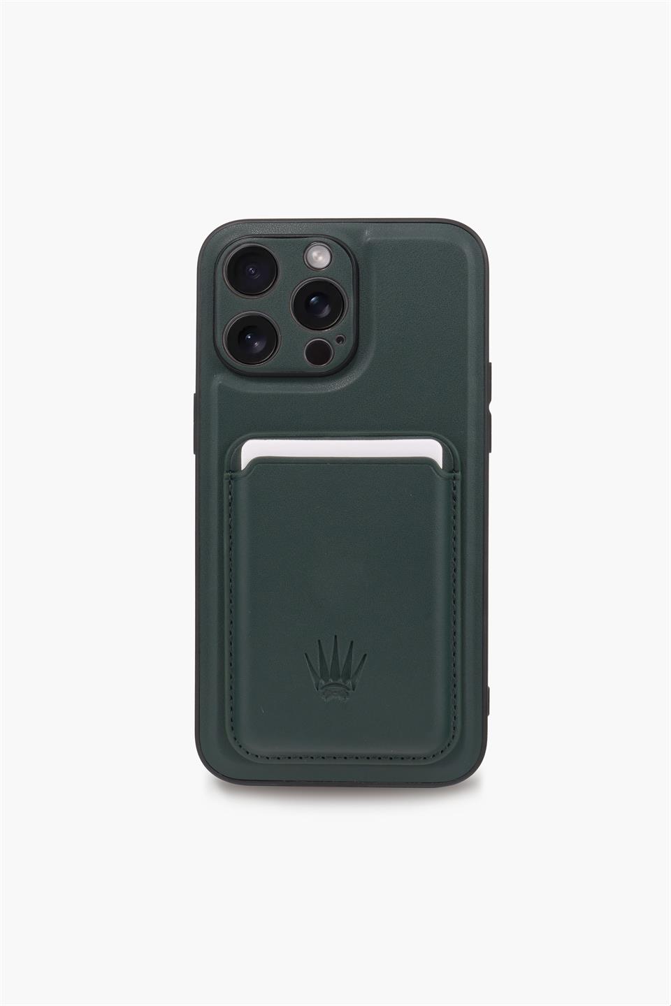 IPHONE 15 PRO MAX YEŞİL Manyetik ÖZELLİKLİ DERİ TELEFON KILIFI & KARTLIK