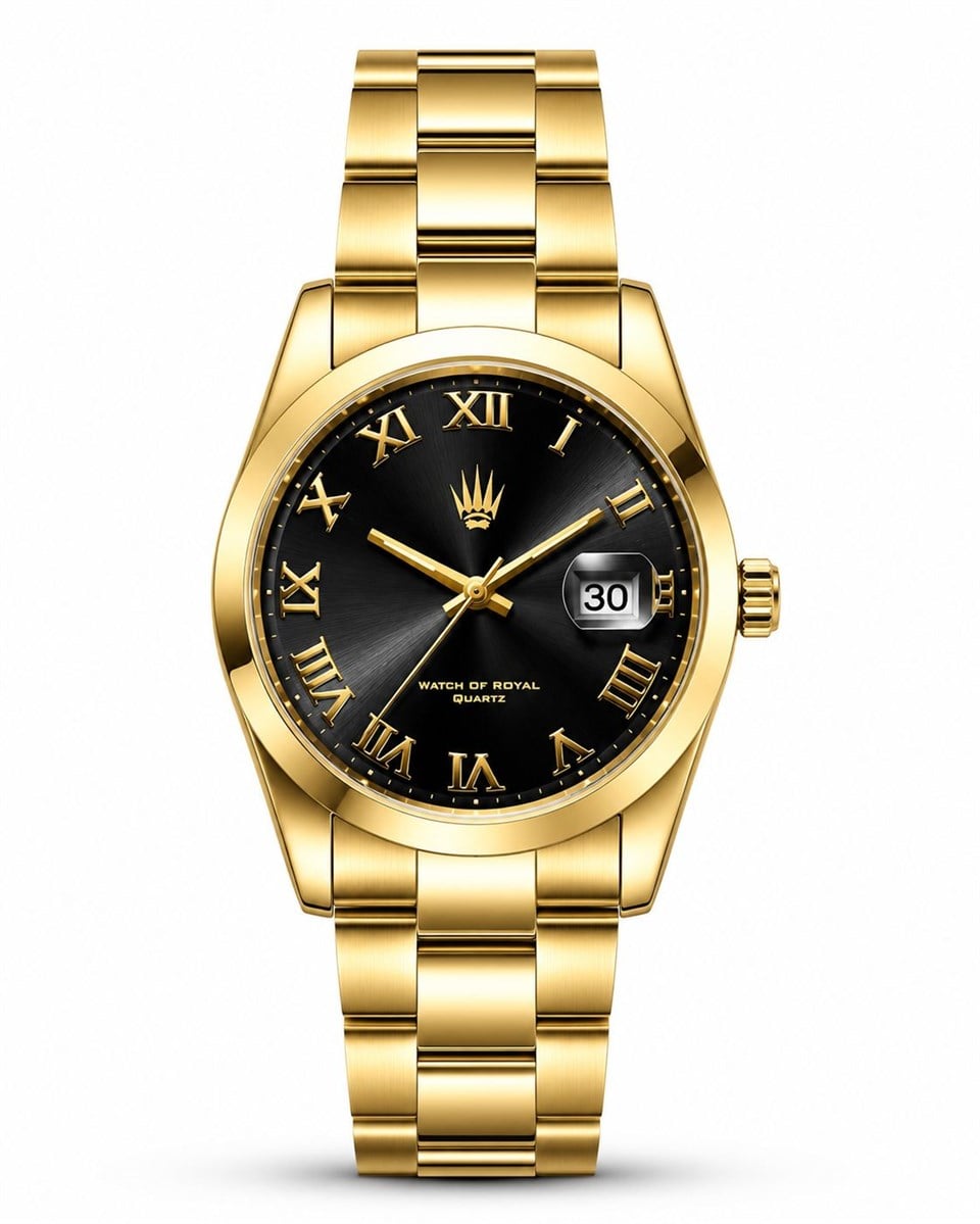 Aqualis Gold Black Çelik Kol SaatiKol SaatiWATCHOFROYALAqualisAqualis Gold Black Çelik Kol Saati