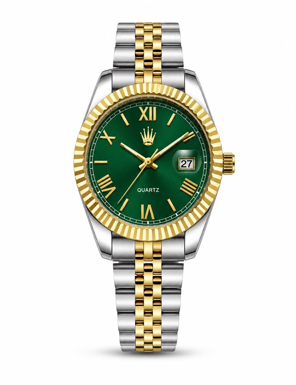 Calvior Silver Gold Green Çelik Kol SaatiKol SaatiWATCHOFROYALCalviorCalvior Silver Gold Green Çelik Kol Saati