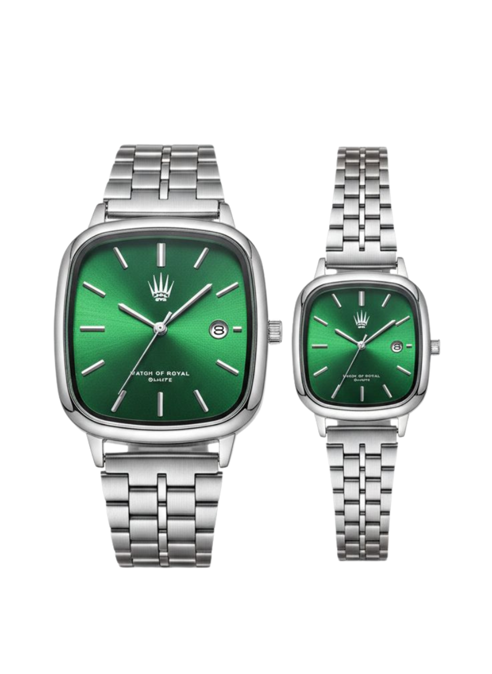 2li Set Çift Saati Classic Time Silver Yeşil Kol Saati