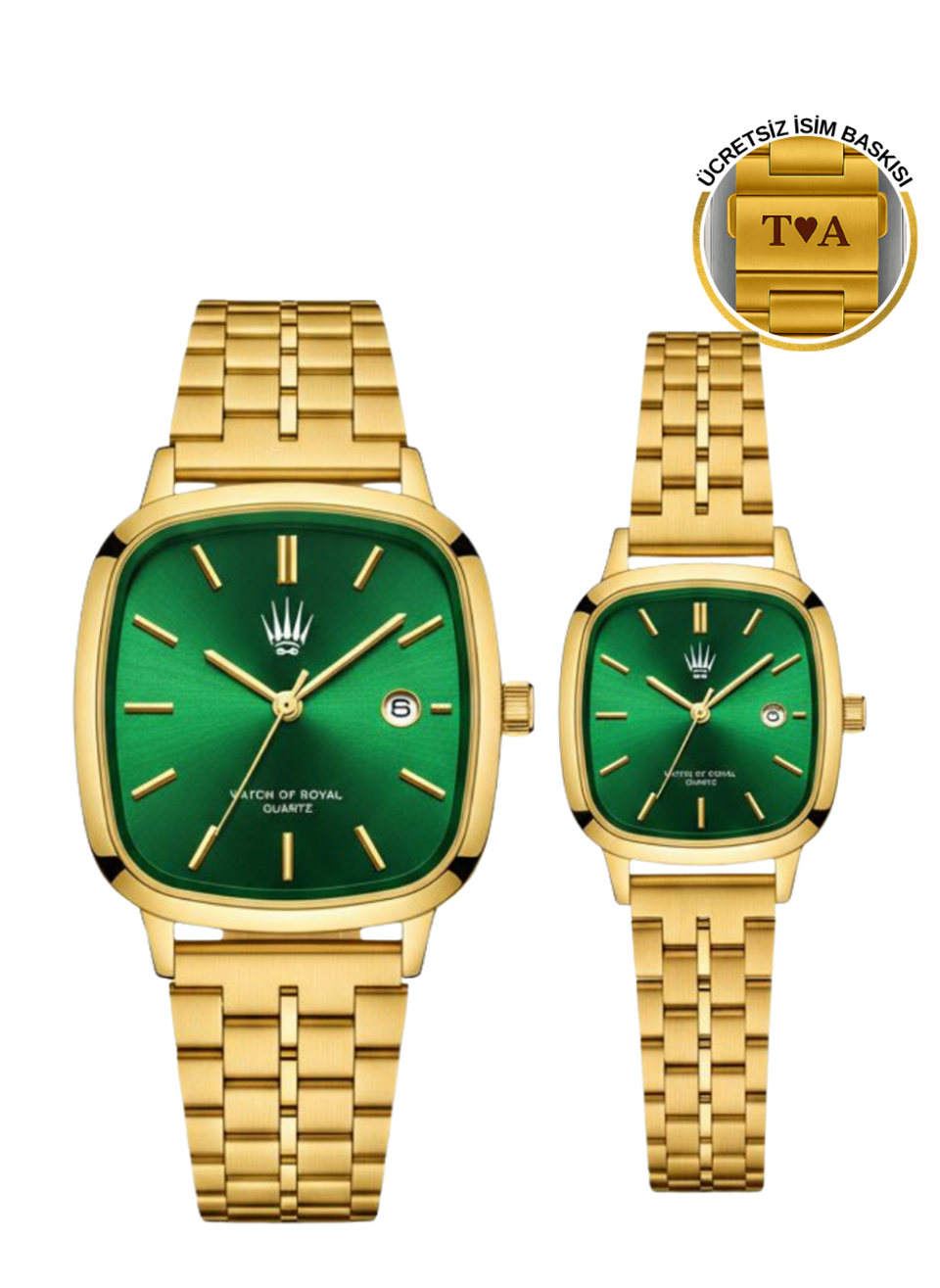Çift Saati Classic Time Gold Green Kol SaatiKol SaatiWATCHOFROYALçiftsaatiClassicÇift Saati Classic Time Gold Green Kol Saati
