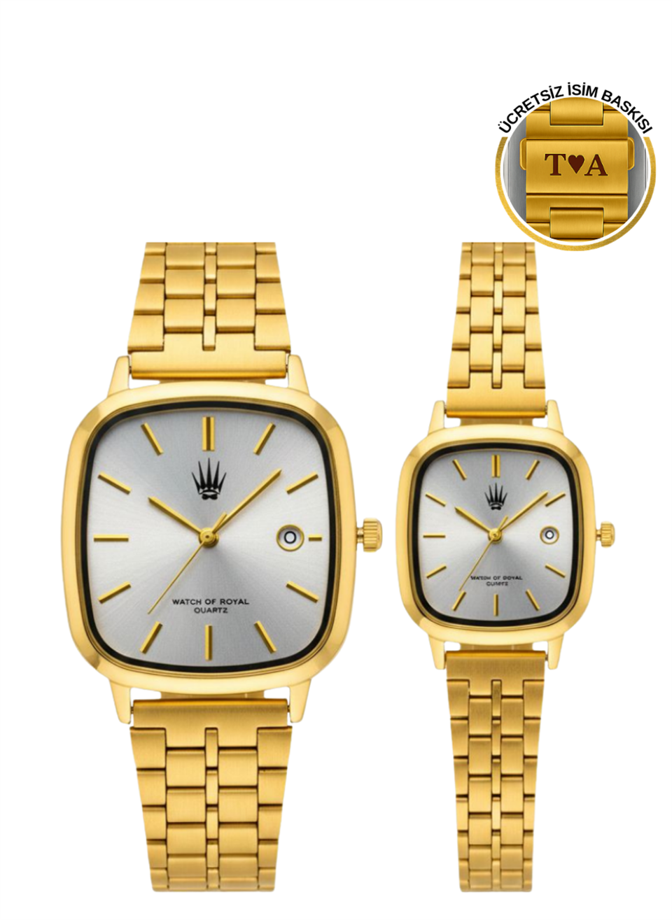 Çift Saati Classic Time Gold Metalik Kol Saati