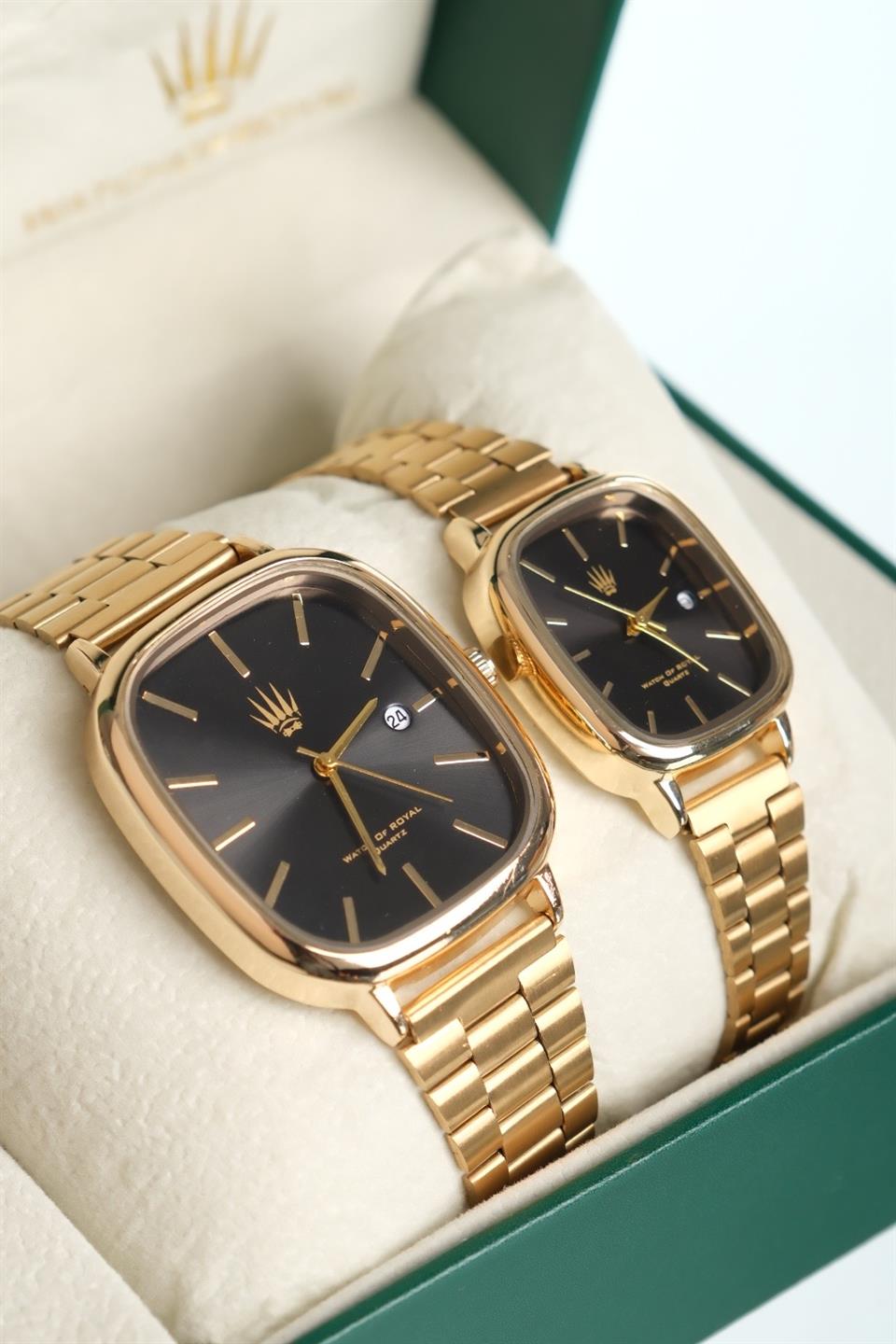 Çift Saati Classic Time Gold Black Kol Saati