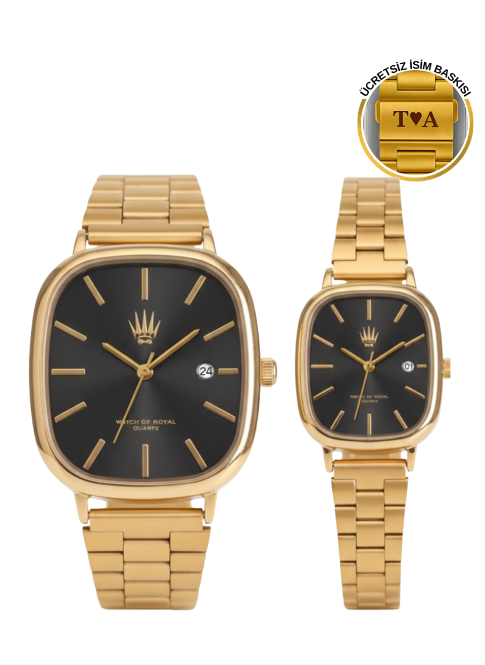 Çift Saati Classic Time Gold Black Kol Saati